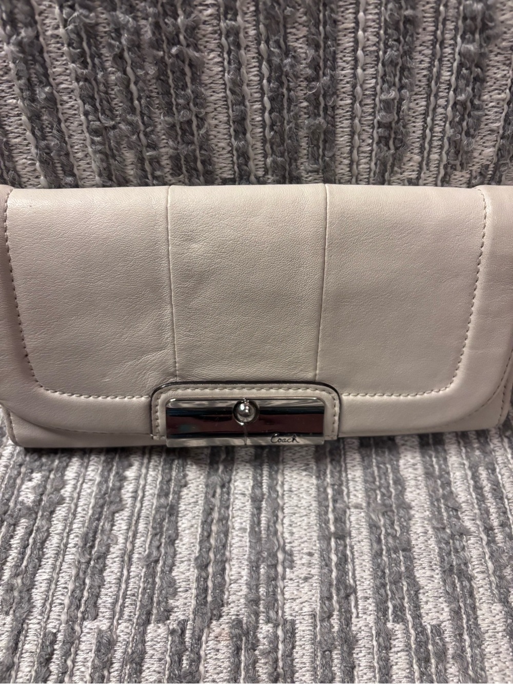 Coach Pebble Leather Clutch in Light Taupe